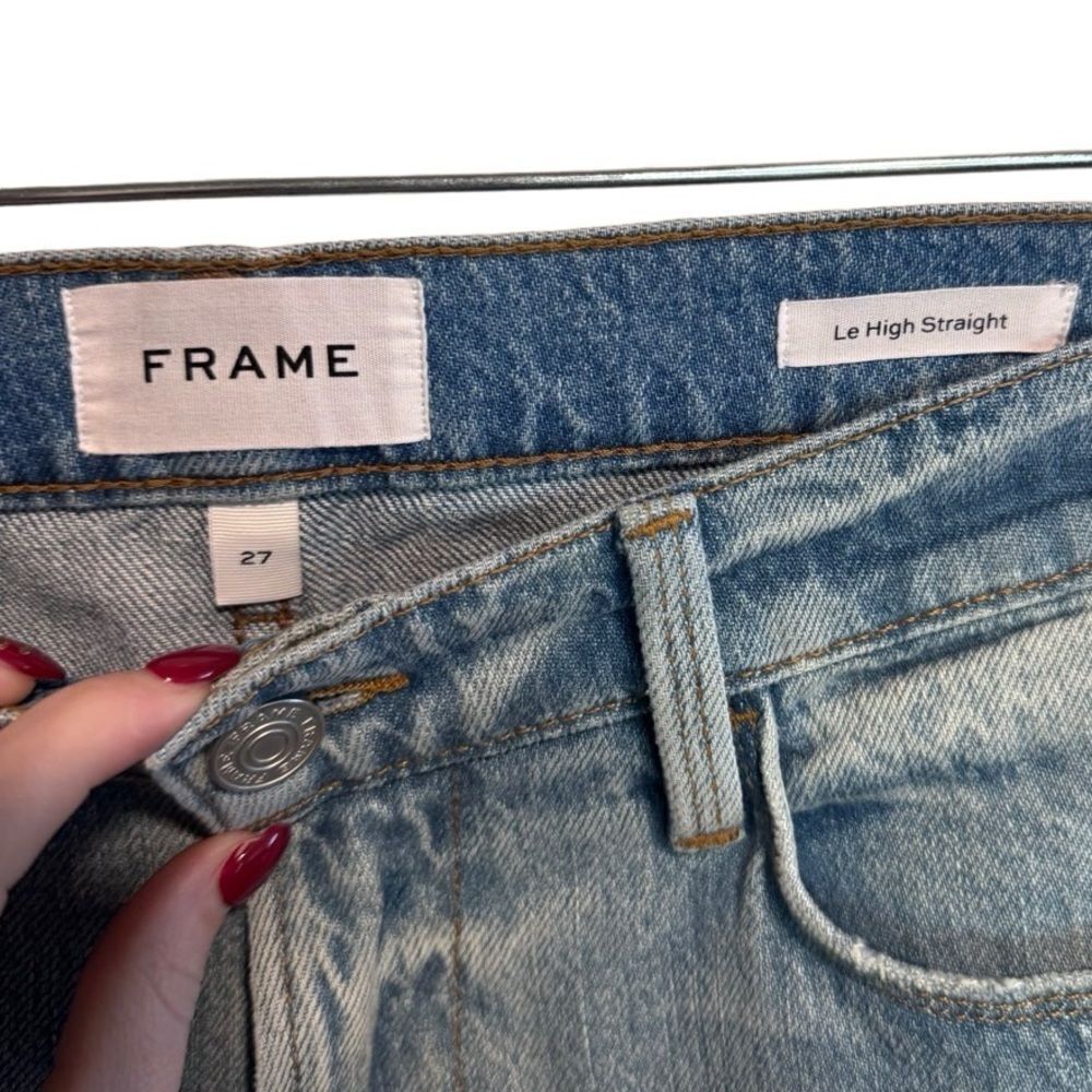 Frame Denim- Le High Straight Light Wash Winslow Jeans, Size 27 - Picture 3 of 16
